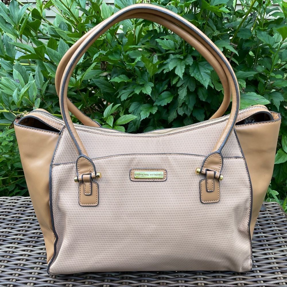Adrienne Vittadini Beige Tan Laptop Tote Bag